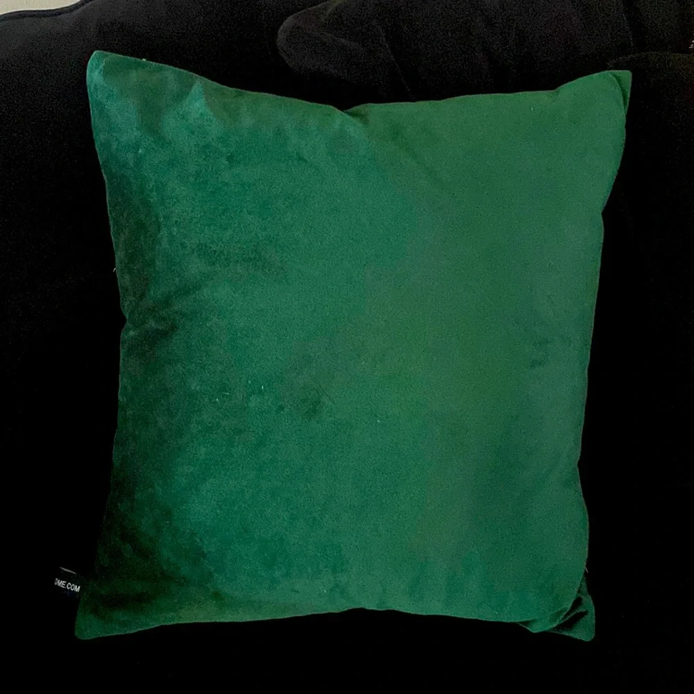 Emerald green velvet down pillow removable cover